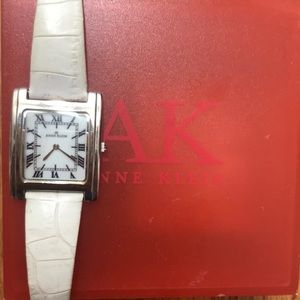Anne Klein white leather watch